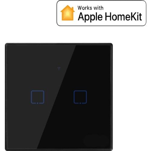 WiFi Smart Touch Black Wall Switch Work With Apple HomeKit for Home Light ON/OFF Control UK Size 86x86