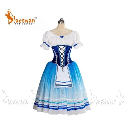 2017 New Peasant Ballet Tutu Costume Blue White Village Girl Professional Ballet Tutu Giselle Romantic Tutus Napoli Tutu Dress