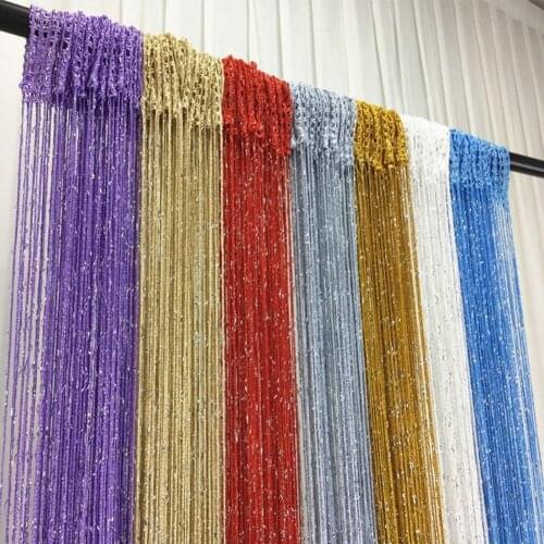House line curtain partition silver silk curtain shiny tassel door window room bedroom partition board screen door hanging