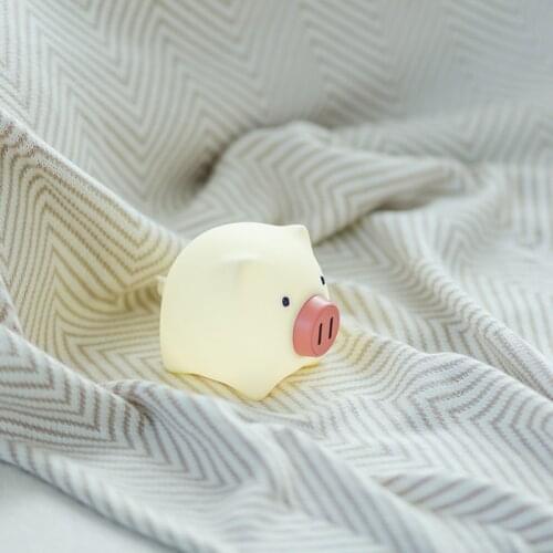 Pearl Pig Emotional Light Rotary Switch Brightness Adjustment Silicone Night Light Creative Gift Cartoon Charging LED Table Lamp