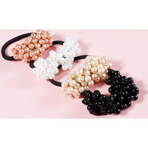 2019 New Fashion Temperament HairBands Imitation Pearls Elastic Rubber Rope For Women Girls Headdress Hair Accessories