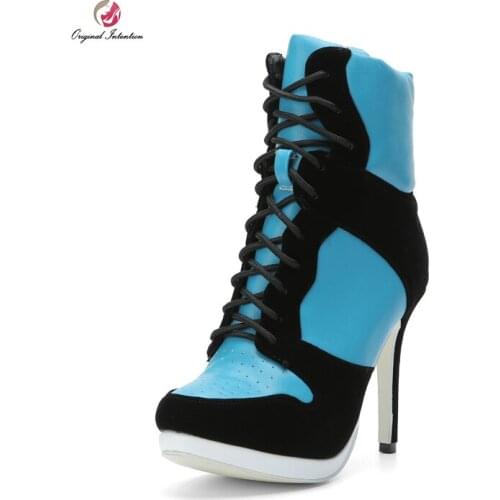 Original Intention Stylish Mix Colors Women Ankle Boots Fashion Round Toe Thin Heels Boots High Quality Shoes Woman US Size 4-15