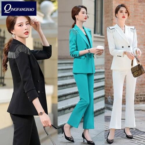 Women office wear Blazer and Pant or Skirt set high quality business Ladies Suit Fashion Slim Jacket ky2262