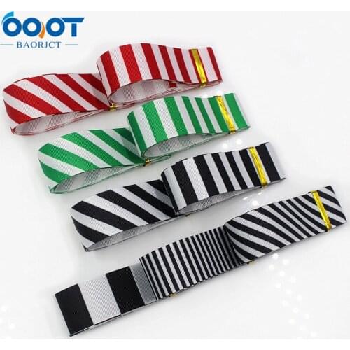 1'' 5yards Color stripes printing Grosgrain Ribbons DIY Handmade Child Bow Wedding Decoration Gift Wrap MaterialL-20817-802