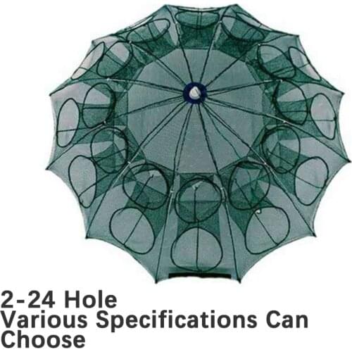 1PCS 2-24Holes Lobster Basket Fishnet Umbrella Net Fish Cage Shrimp Net Crab Cage Yellow Crab Cage Fishnet Loach Cage