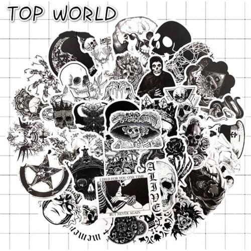 10/50pcs/set Gothic Series Black White Witch Cartoon Graffiti Stickers For Skateboard Laptop Scrapbook Stickers Kid Toy