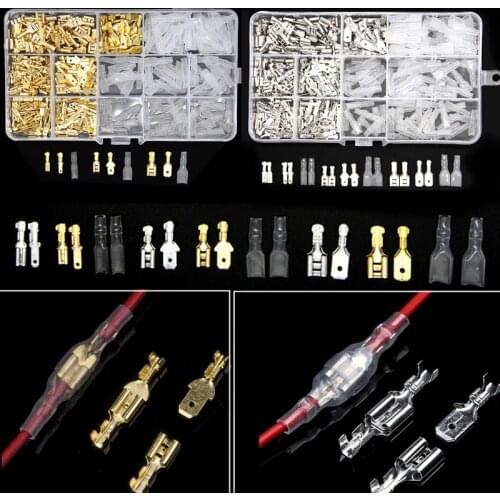 300/210PCS 2.8/4.8/6.3mm Spade Crimp Terminals Seal Electrical Wire Connectors Female Male Terminal Connector Assortment Kit