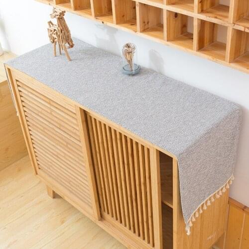 50x70cm Household Plain Yarn-dyed Non-slip Coffee Table Cloth Cotton And Linen Woven Bedside Table Cover Cloth