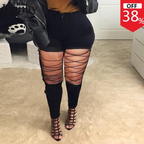 Trousers Women Hollow Out Hole Casual Skinny Solid Color Pants for Women Fashion Personalized Sexy High Waist Mujer Pantalones