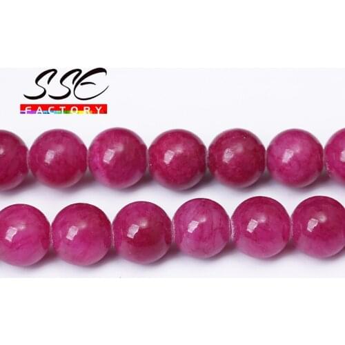 Natural Stone Beads Magenta Jades Round Loose Spacer Beads For Jewelry Making DIY Charms Bracelet Accessories 4 6 8 10 12mm 15