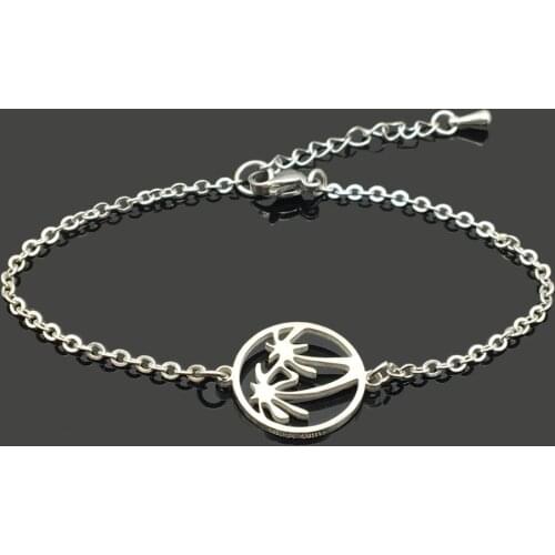 High Quality Coconut Tree Charm Stainless Steel Chain Bracelet Stainless Steel Sea Coconuts Pendant Chain Holiday Bracelet