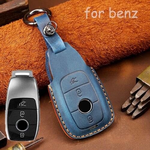 Handmade Genuine Leather Car Key Case Cover for Mercedes Benz 2017 2018 E Serials E300 E200 E220 Maybach S320L S450 S350