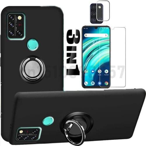Umidigi Bison Case Magnetic Finger Ring Holder Phone Cover With Screen Protector Lens Case Film For Umidigi Bison GT A9 A7 Pro