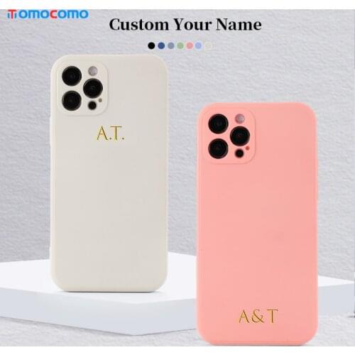 Custom Name DIY Candy Color Liquid Silicone Phone Case For iPhone 11 12 Pro Max Mini XS XR X 7 8P Luxury Soft Personalize Cover