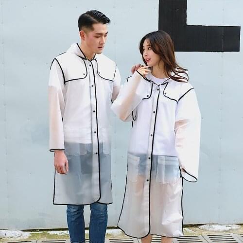Long Transparent Adult Raincoat Single Fashion Travel Poncho Eva Outdoor Conjoined Raincoat Manufacturer Logo Customization