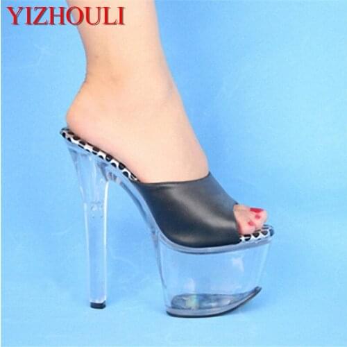 Stripper Shoes Free Postage Fees 17cm High-Heeled Shoes Lady Platform Crystal Sandals Low Price Sexy Clubbing 6 Inch High Heels