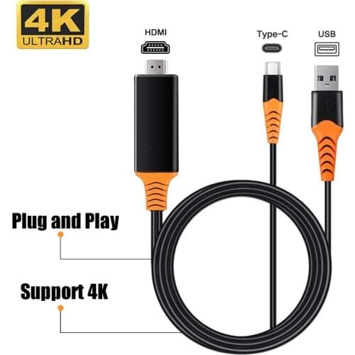 4K 60Hz USB C Type c to HDMI 4K Cable Adapter USB C HDMI Thunderbolt 3 For Macbook pro Samsung s8 s9 s10 Huawei Mate 20 P30 PRO