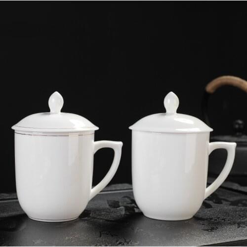 White Porcelain China White Sheep Fat Jade Ceramic Office Cup Water Cup Gift Customized Ivory White Han White Jade High-end Tea