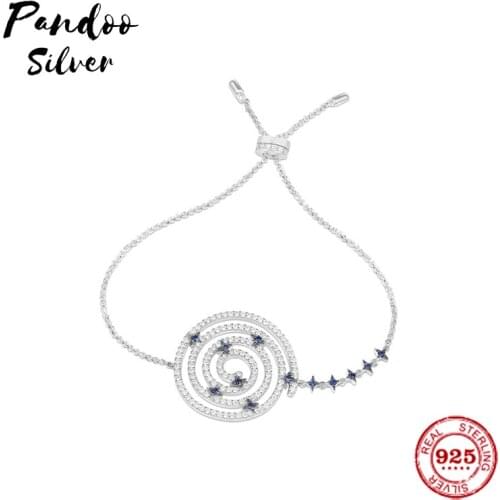 Fashion Charm Sterling Silver Copy 1:1 Copy,Adjustable Silver Mandala Bracelet Women 2021 Luxury Jewelry Gift