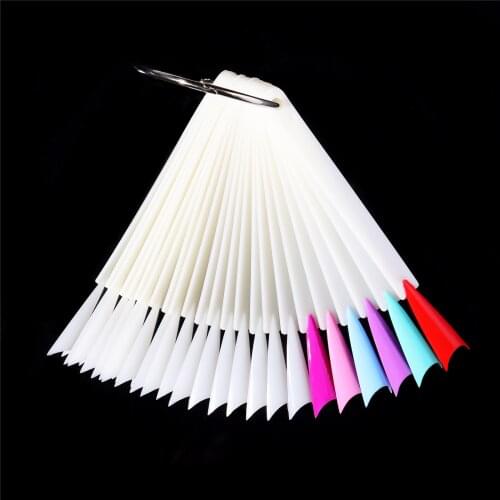 Natural French False Nail Tips Clear Fan Nail Art Practice Display Polish UV Gel Color Palette Card Display Manicure Tools