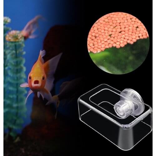 P15D Aquarium Fish Feeder with Suction Cup Transparent Acrylic Fish Tank Feeding Ring