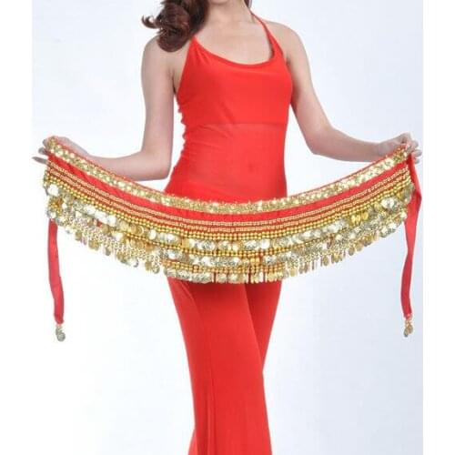 9 Color Women Belly Dance Dancing Hip Scarf Wrap Costumes Coins Belt for Women