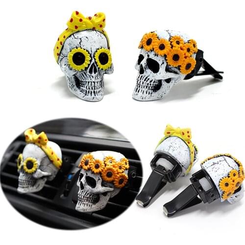 New Car Air Vent Clip Charms Skull Car Vent Ornaments Decorations Car Air Outlet Car Air Conditioner Pendant Car Accessories Hot