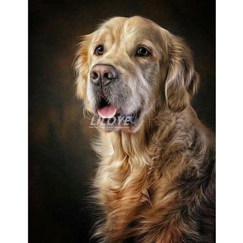 Full Square Round 5D DIY Diamond Painting Animal Pictures 3D Diamond Embroidery Dog Mosaic Crystal Gift Home Decoration DF157