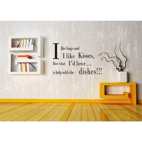 Romantic Proverb I Like Hugs Kisses Wall Art Decor Home Decoration , High Quality Vinyl Wall Sticker Art Decal