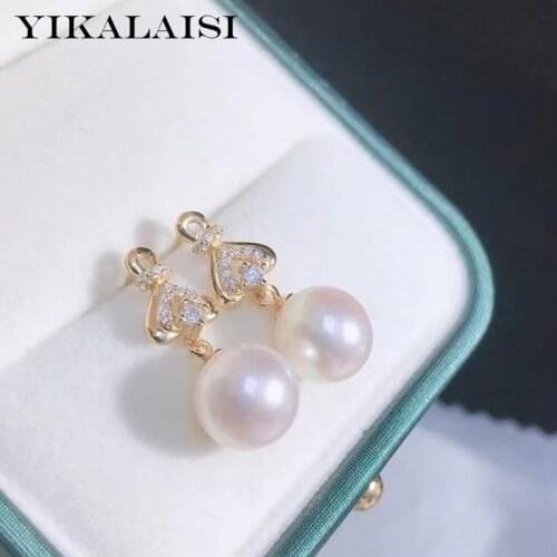 YIKALAISI 925 Sterling Silver Earrings Jewelry For Women 8-9mm Round Natural Freshwater Pearl Earrings 2021 New Wholesales