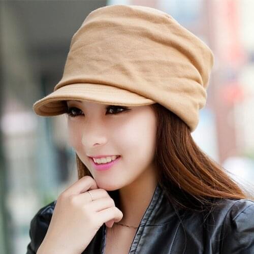 H7710 Women Visor Hat Fall Winter Warm Knit Cap Ladies Solid Color Korean Casual High Quality Fashion Sutdent Girl Shopping Hats