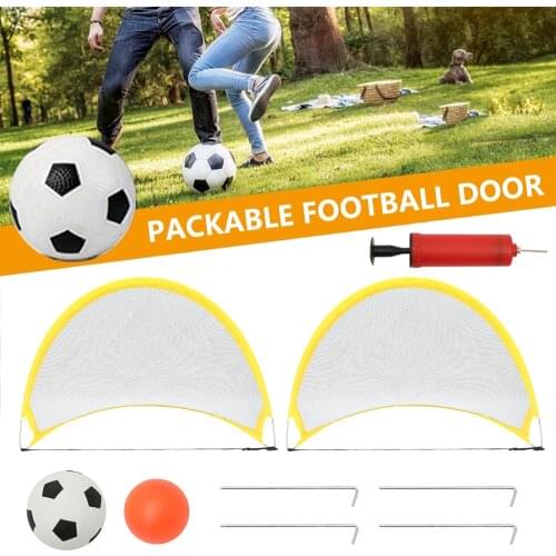 1 Set Folding Football Goal Net Soccer Training Goal Net Tent Kids Indoor Outdoor Play Toys Soccer Ball Practice Gate and Pump