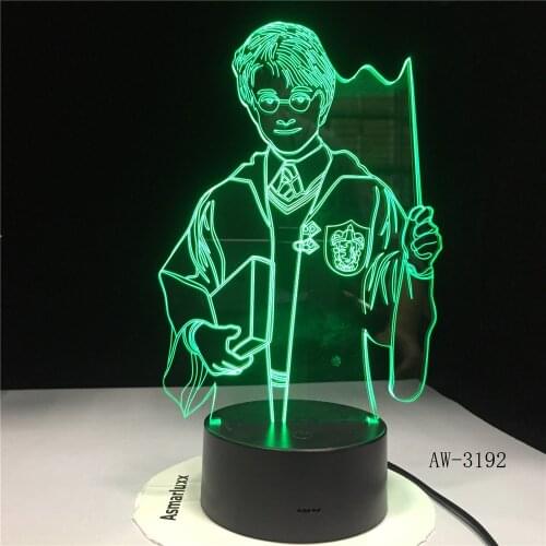 New 3D Led Lamp Cartoon Men Acrylic 7 Color Night Light With AA Battery luminaria USB Lamp For kids Halloween Toys