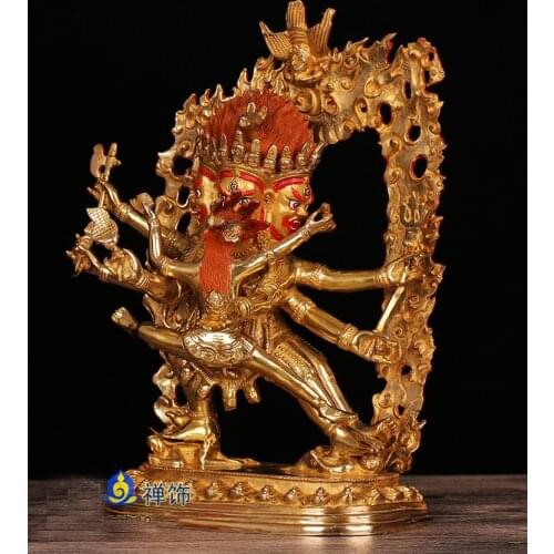 30cm TALL## home family bless Safety Health Talisman # Tibet efficacious Protection Nepal Gold-plated Hayagriva Buddha statue