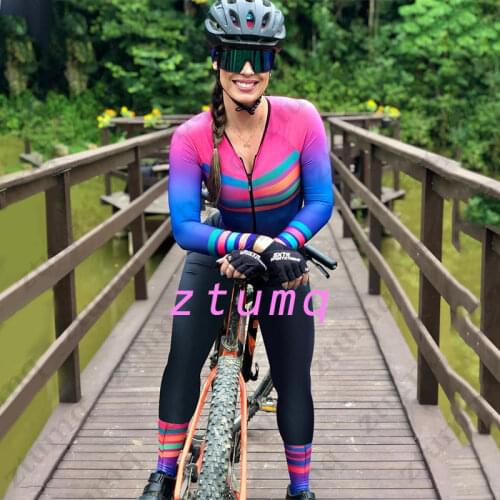 Womens Cycling Jumpsuit Female Clothes Long Sleeve Bicycle Jersey Sets Bike Sport Riding MT Sexy Tight Thin Skinsuit Conjoined