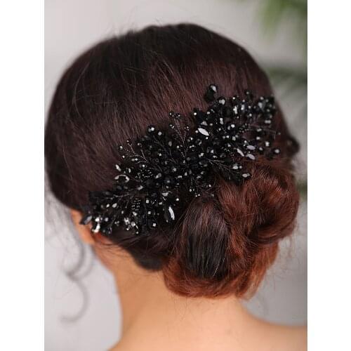 Vintage Wedding Headdress Black Headpieces Rhinestone Hair Accessories Fashion Handmade Hair band bridal tiara party for women