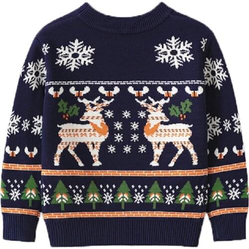 2-7 Years Christmas Winter Baby Girls Woolly Jumpers Sweaters Kids Knitting Pullovers Tops Long Sleeve Knitwear Children Clothes