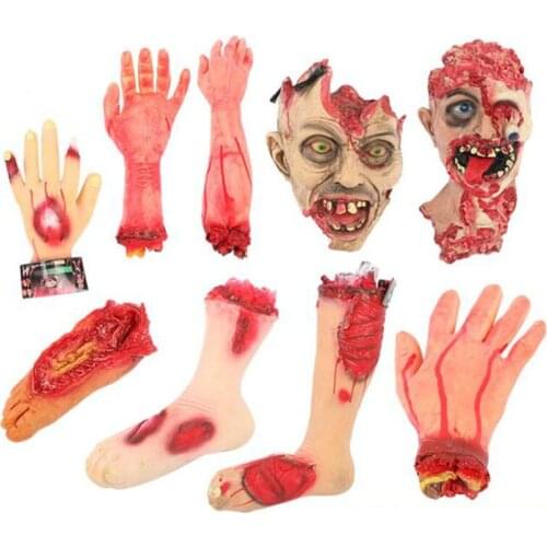 1pcs/lot Halloween Prop Horrible Broken Scan Head Limbs Fingers Legs Feet Bloody Latex Tricky Toys For Party Decorations