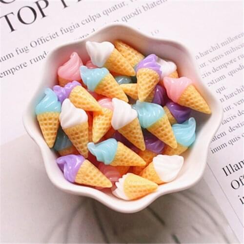 10Pcs Resin Simulation Food Resin Cabochon Miniature Ice Cream DIY Jewelry Accessories Embellishments Scrapbooking Crafts Decor
