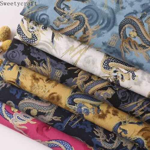 2021 Japanese Kimono 100% cotton fabric Dragon Bronzed print cheongsam Bag Dress cloth for Patchwork textile material 150*100cm