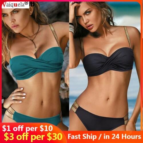 2021 Bikini Frauen Sexy Einfarbig Bademode Bandeau Biquini Badeanzug Weibliche Badeanzug Push Up Bikini Set Bademode