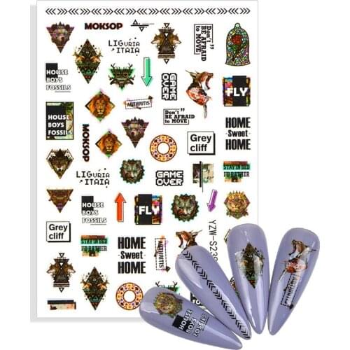 2021 NEW Arrival Letter Flower Stamp Design Manicure Slider Decal for Nails Inscription Nail Art Decoration Adhesive Sticker Tip