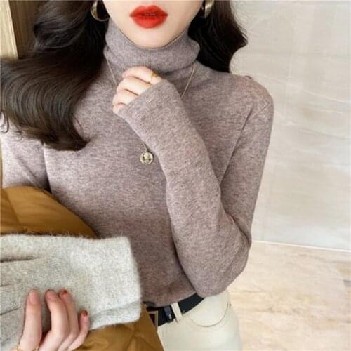 2021 Autumn Winter Thick Sweater Women Knitted Ribbed Pullover Sweater Long Sleeve Turtleneck Slim Jumper Soft Warm Pull Femme