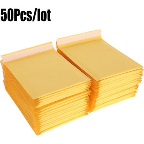 50PCS Kraft Paper Bubble Envelopes Bags Bubble Mailing Bag Mailers Padded Shipping Envelope Business Supplies Various Sizes