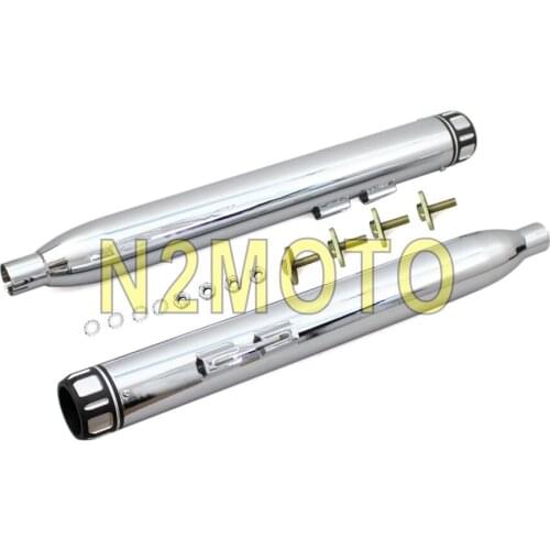 810mm Slip On Chrome Motorcycle 1 Pair Exhaust Muffler 45mm Silencer Pipes for Harley Touring Chopper Racer Bobber