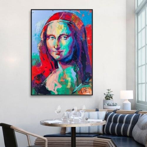 Abstract Mona Lisa Portrait Canvas Art Painting Colorful Graffiti Classical Famous Art Prints For Living Room Cuadros Decor