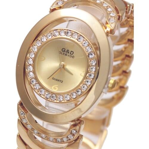 2018 Brand New Luxury G&D Wome Quartz Wristwatches Stainless Steel Relojes Mujer Golden Ladies Bracelet Watch Relogio Feminino