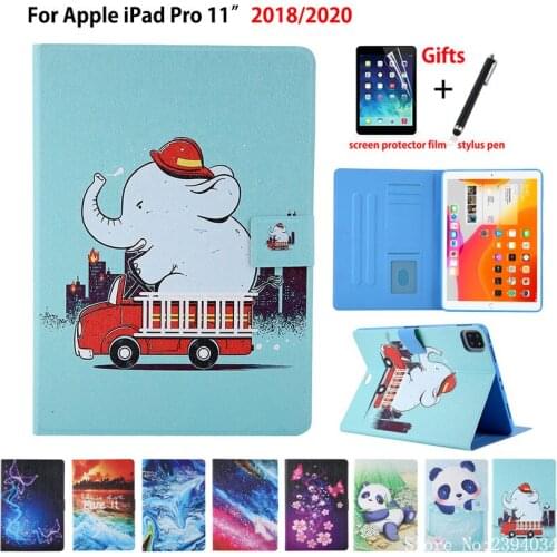 Case For iPad Pro 11 2020 2018 Cover For iPad Pro 11" 2020 Funda Tablet Cute Painted Flip Stand Coque Shell Capa Coque +Gift