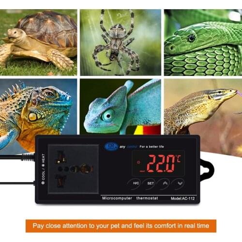 LCD Digital Temperature Controller Thermostat for Heating Cooling Control with NTC Temperature Sensor Mirror Surface 105-240V