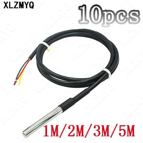 10PCS DS18B20 Stainless Steel Package 1M 2M 3M 5M Waterproof 18b20 Cable Temperature Probe Temperature Sensor 100/200/300/500CM